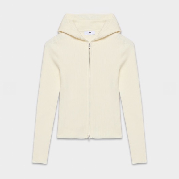 TNA Off-White Ribbed Zip-Up Jacket - Picture 2 of 6